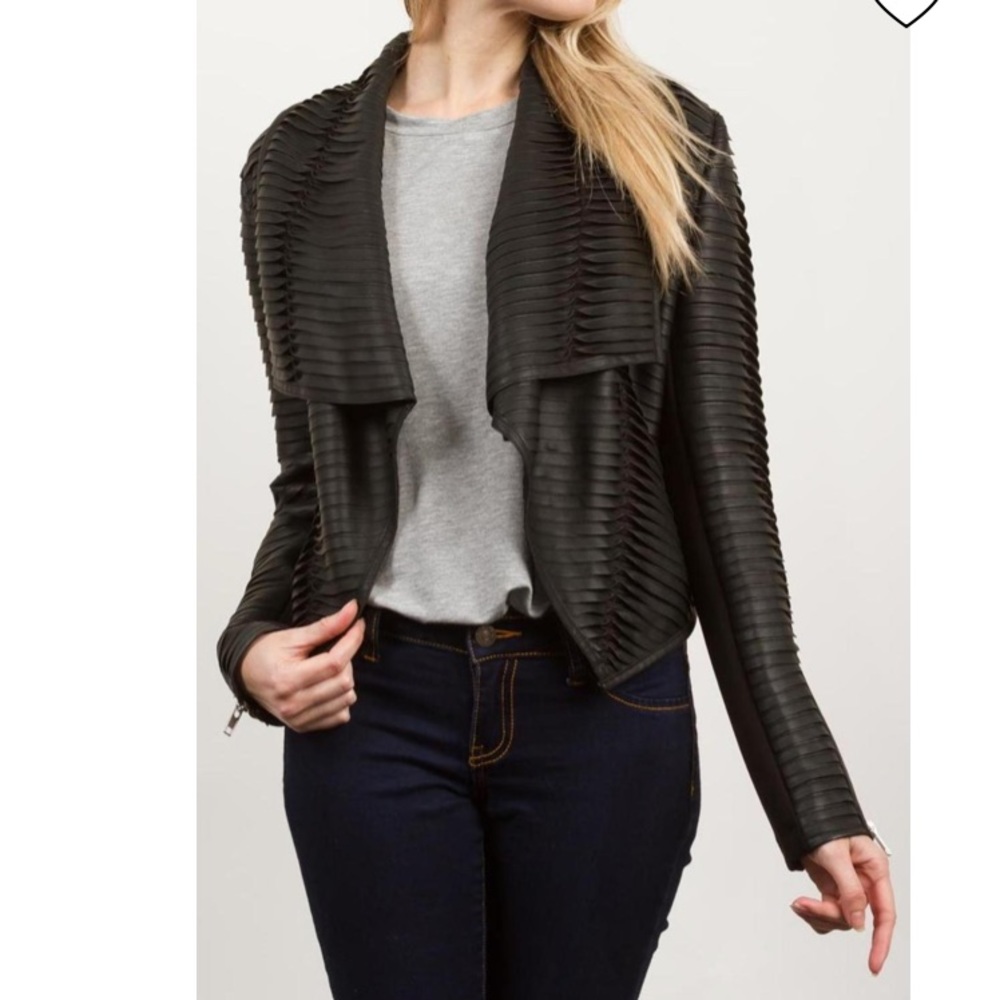 C. Luce Textured Faux Leather Jacket